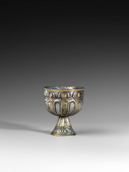 A PARCEL-GILT SILVER STEMCUP