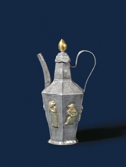 A PARCEL-GILT SILVER ‘MUSICAL TROUPE’ EWER AND COVER