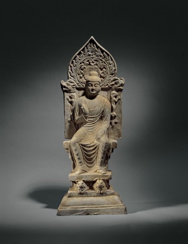 A TERRACOTTA FIGURE OF MAITREYA