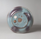 A PURPLE-SPLASHED BLUE JUNYAO CIRCULAR DISH (PAN)