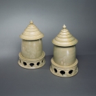 A SET OF GLAZED STONEWARE MINIATURE TOMB FURNITURE