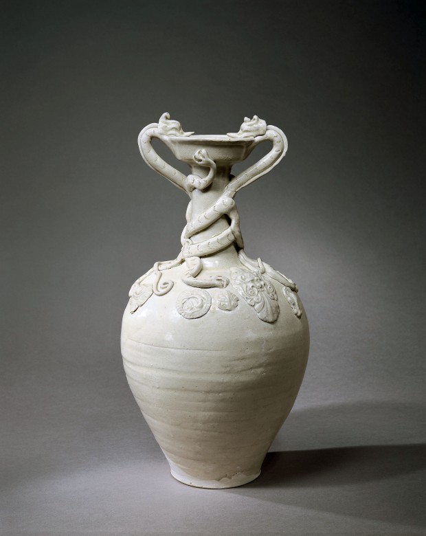 A LARGE GLAZED STONEWARE AMPHORA