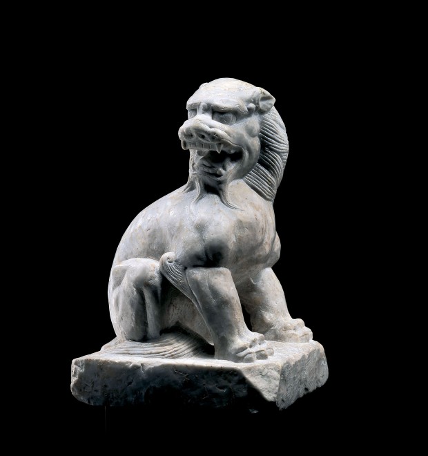 A WHITE MARBLE LION