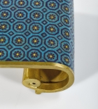 A CLOISONNÉ ENAMEL SCROLL-FORM STAND OR ARMREST