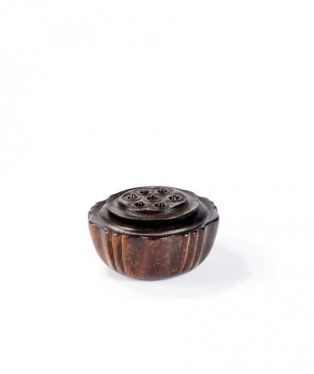 A HUANGHUALI LOTUS POD FORM INCENSE BOX