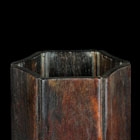 A HEXAGONAL ZITAN BRUSHPOT