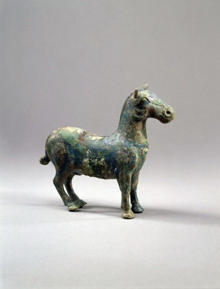 A BRONZE FIGURE OF A STALLION