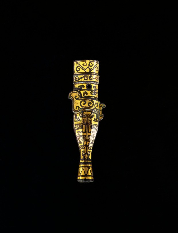 A GOLD-INLAID BRONZE FERRULE