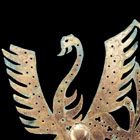 A LARGE GILT BRONZE PHOENIX PLAQUE