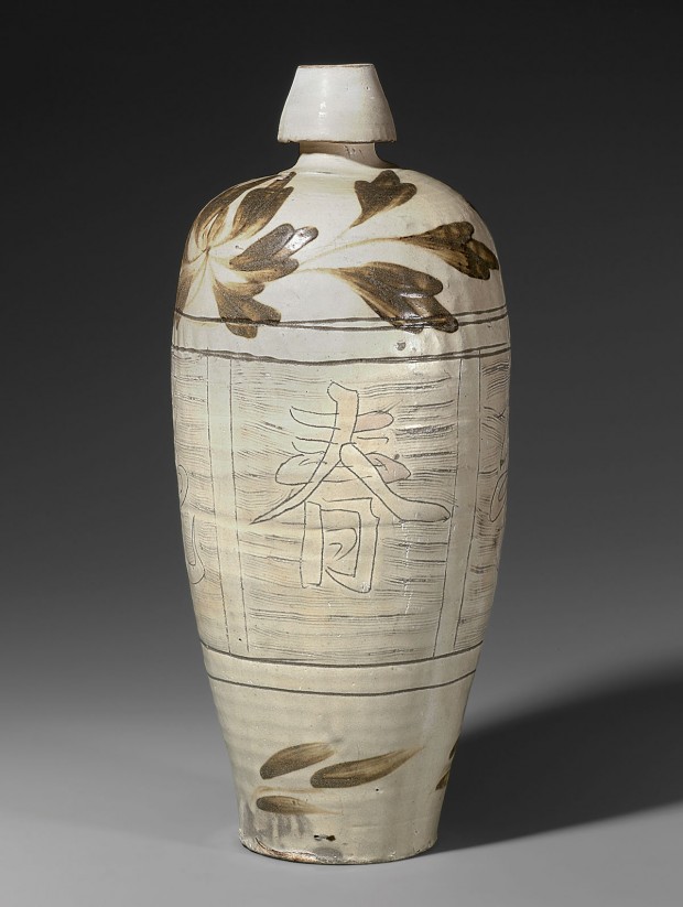 A CIZHOU INCISED AND PAINTED LARGE MEIPING