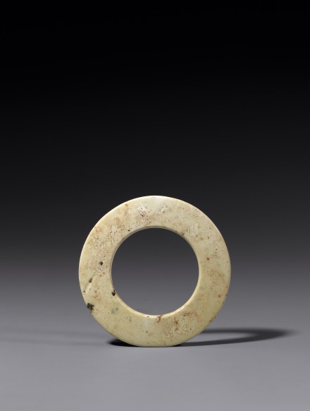 A WHITE JADE FLAT RING (HUAN)