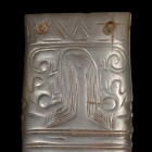 A GRAY JADE DOUBLE MASKS PENDANT