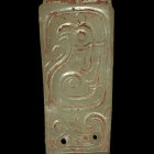 A WHITE JADE HANDLE SHAPE PLAQUE