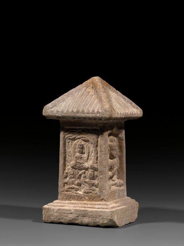 AN INSCRIBED RED SANDSTONE BUDDHIST STELE