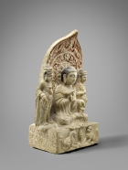 AN INSCRIBED STONE BUDDHIST TRIAD