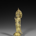 A GILT BRONZE FIGURE OF AVALOKITESVARA