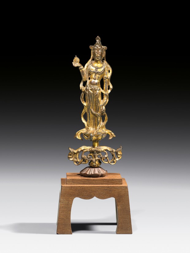 A GILT BRONZE FIGURE OF CINTĀMANI AVALOKITESVARA