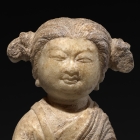 A WHITE MARBLE FIGURE OF A COURTESAN