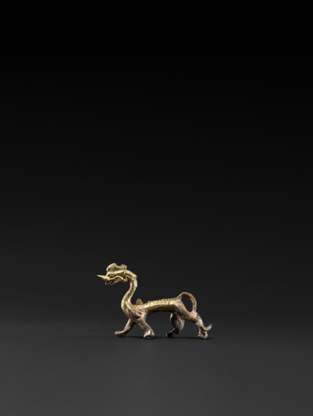 A GILT BRONZE DRAGON