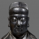 A SILVER-INLAID BRONZE FIGURE OF WEN CHANG