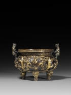 A PARCEL-GILT BRONZE INCENSE BURNER