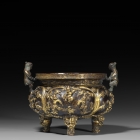 A PARCEL-GILT BRONZE INCENSE BURNER