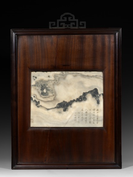 A PAIR OF FRAMED DALI MARBLE ‘STONE PAINTINGS’