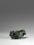 AN IMPERIAL GREEN JADE ‘DRAGONS’ WINE CUP
