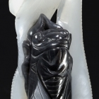 A BLACK AND WHITE JADE TWIN CICADAS PENDANT