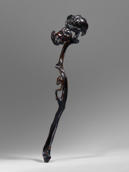 A LACQUERED BOXWOOD RUYI SCEPTER