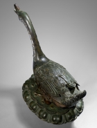 A LARGE BRONZE GOOSE-FORM INCENSE BURNER